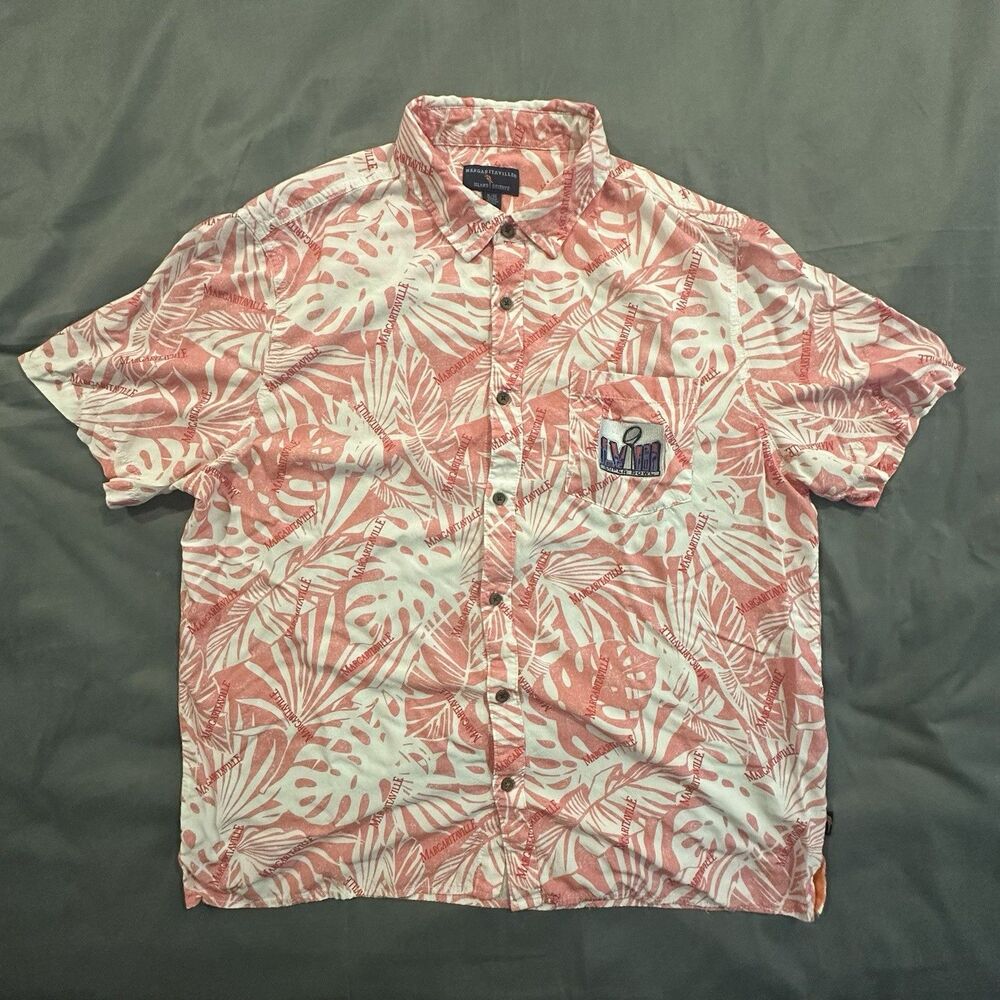Margaritaville Island Reserve Shirt Super Bowl LVIII Button Front Mens XL Floral